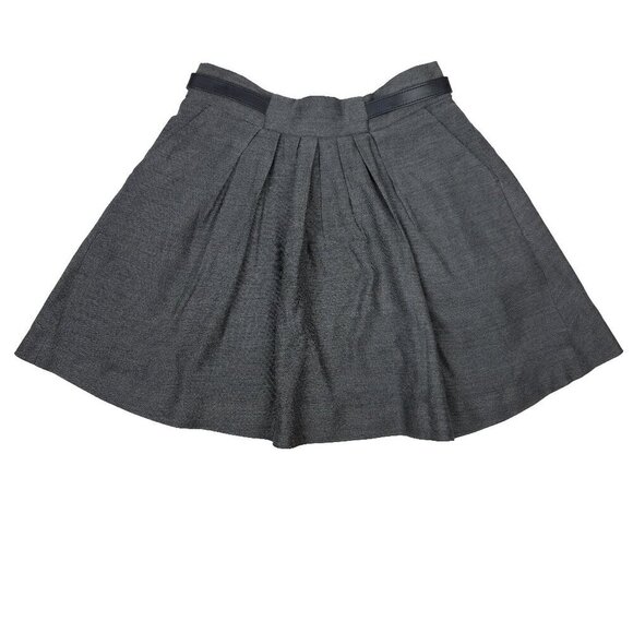 THE KOOPLES Cotton Pleated Back Zip Closure Pockets Belted Gray Mini Skirt 36 - Picture 1 of 7